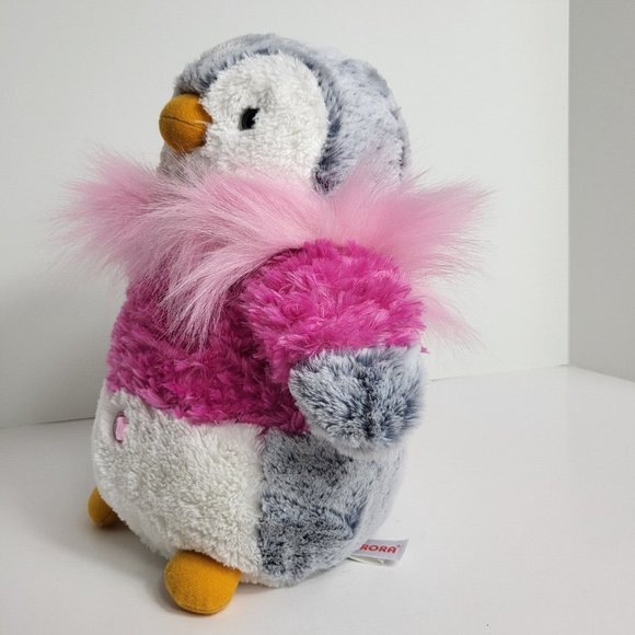 Aurora Plush Penguin Pom Pom Jewel Stuffed Animal Pink Winter Coat 2017 - Picture 3 of 16